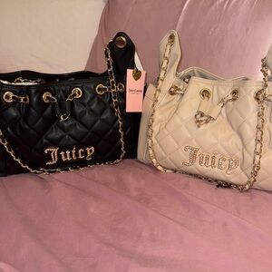 NWT Juicy Couture Exclusive Black and Beige Quilted Bag Collection Set of 2